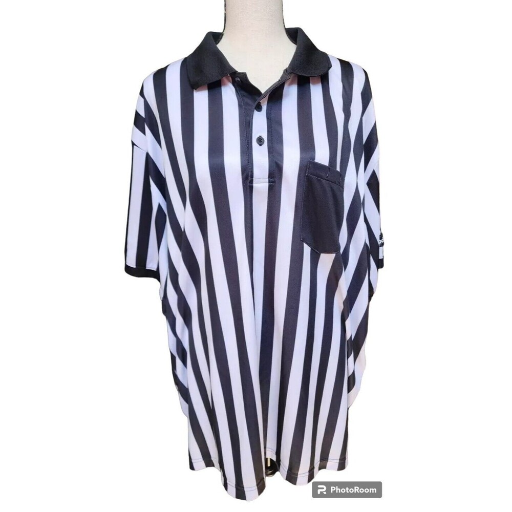 Referee Shirt Size Large Black/White Stripes